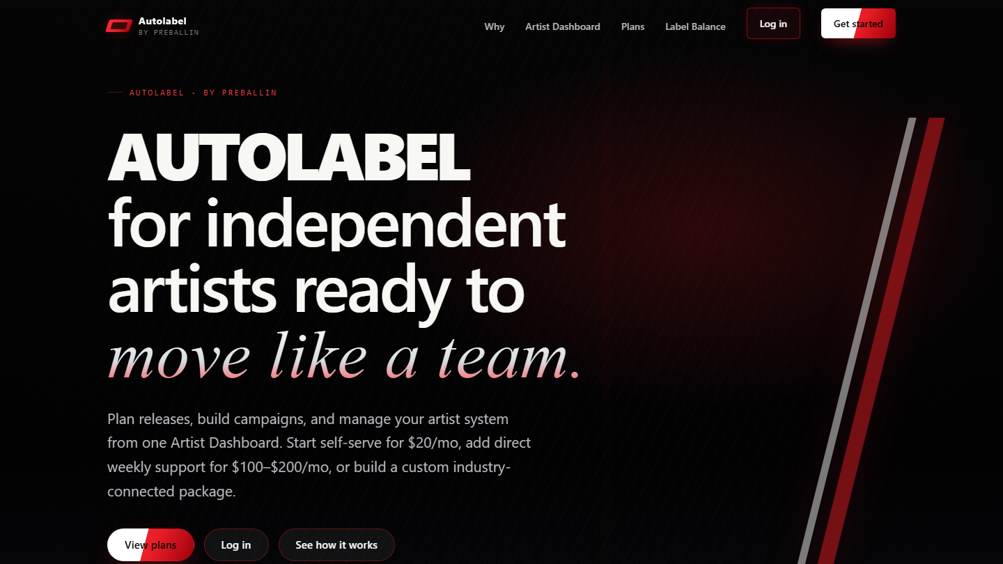 Autolabel by PREBALLIN artist operating system homepage